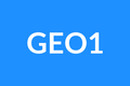 蓝色背景上的白色 GEO1 测试图