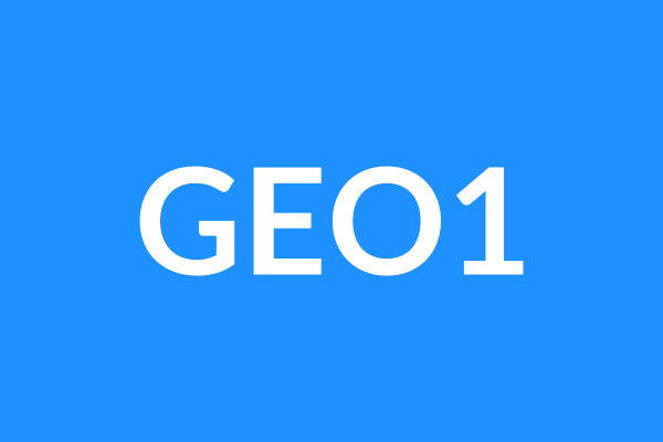蓝色背景上的白色 GEO1 测试图