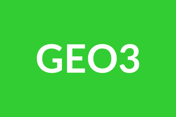 绿色背景上的白色 GEO3 测试图