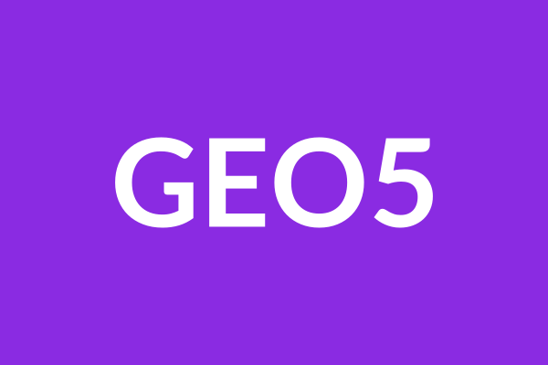 紫色背景上的白色 GEO5 测试图