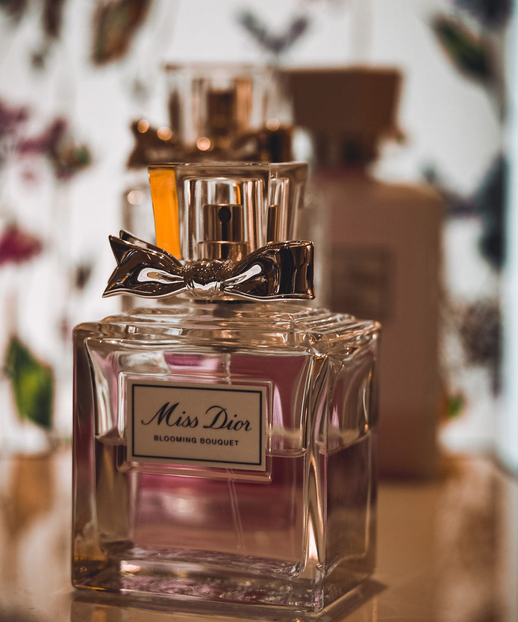 Miss Dior perfume bottle with blooming bouquet design